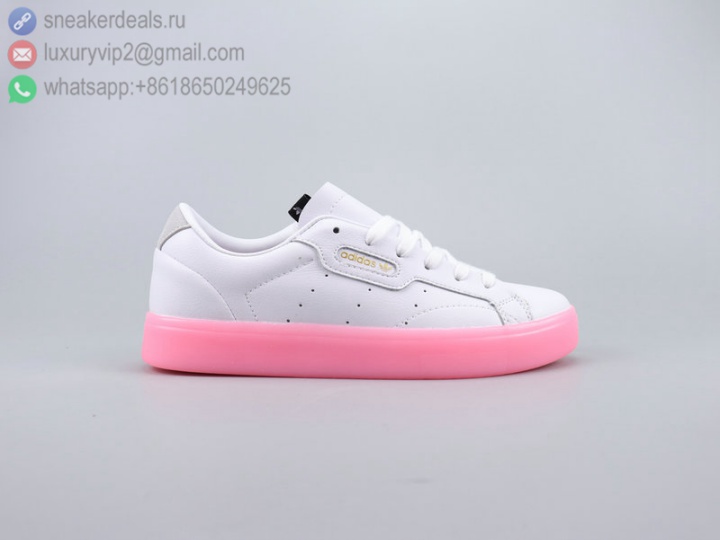 ADIDAS SLEEK W WHITE LEATHER PINK CLEAR WOMEN SKATE SHOES